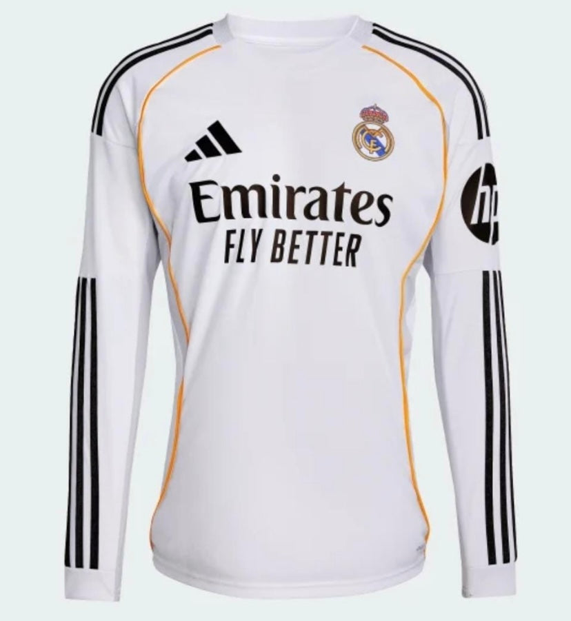 Real Madrid 25/26 Long Sleeve Home Jersey